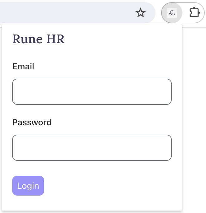 A screenshot of the extension login panel in Chrome